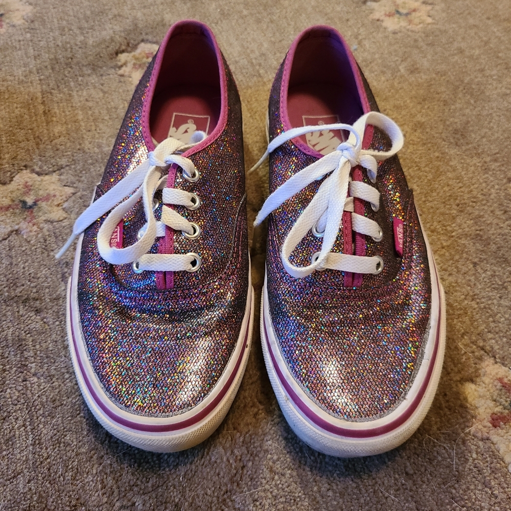 Vans Off the Wall sneakers shoes mens 5.5 women's 7 sparkly pink EUC
